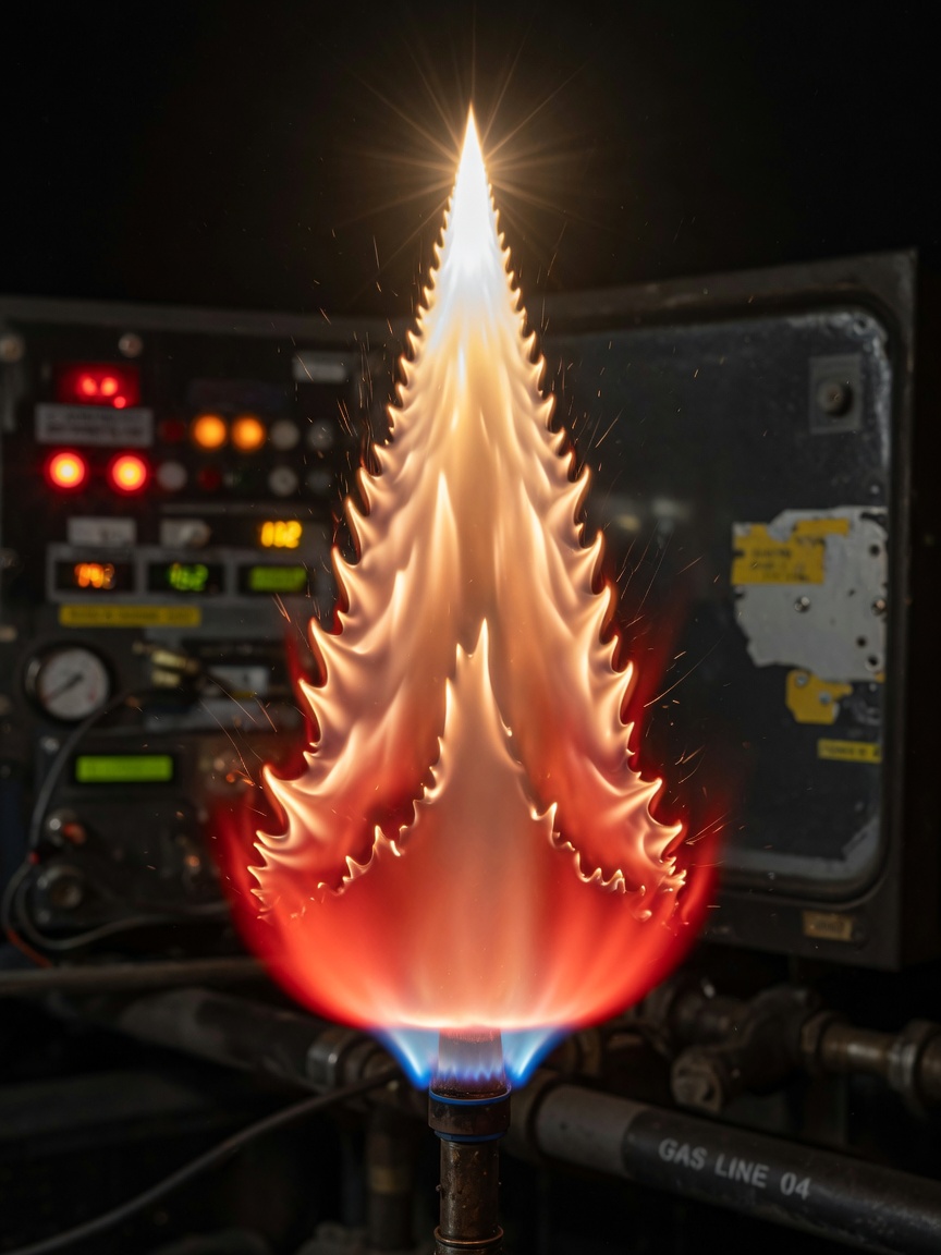 Observation à fort grossissement de la morphologie du cône de combustion — chaque tremblement reflète le combat silencieux entre densité de remplissage et humidité